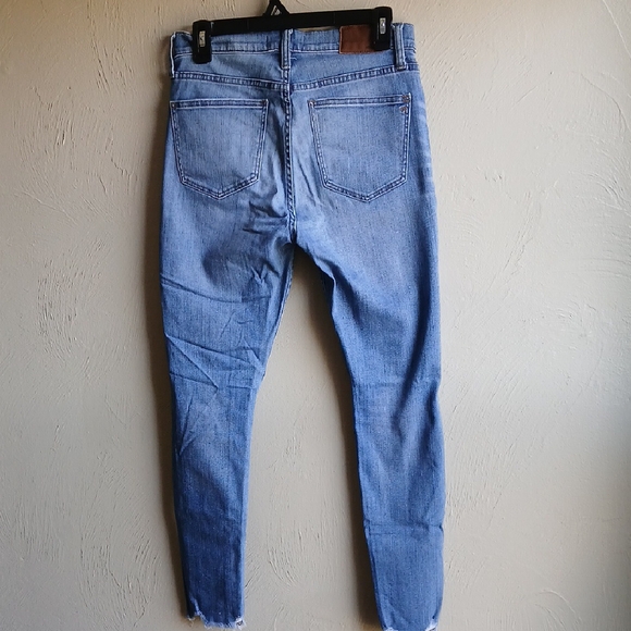 Madewell Blue Skinny Jeans with Raw Hem - Picture 3 of 9